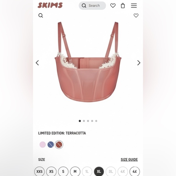 NWT | SKIMS | Limited Edition Velvet Lace Corset in Terracotta | Sz XXS - Picture 2 of 9